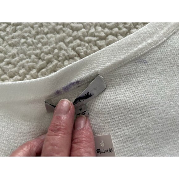 Madewell $98 The Signature Knit Scoopneck Cardigan Winter White Size M NT609 - Picture 6 of 12